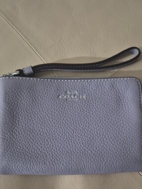 Coach Pebbled Leather Wristlet in Light Lavender